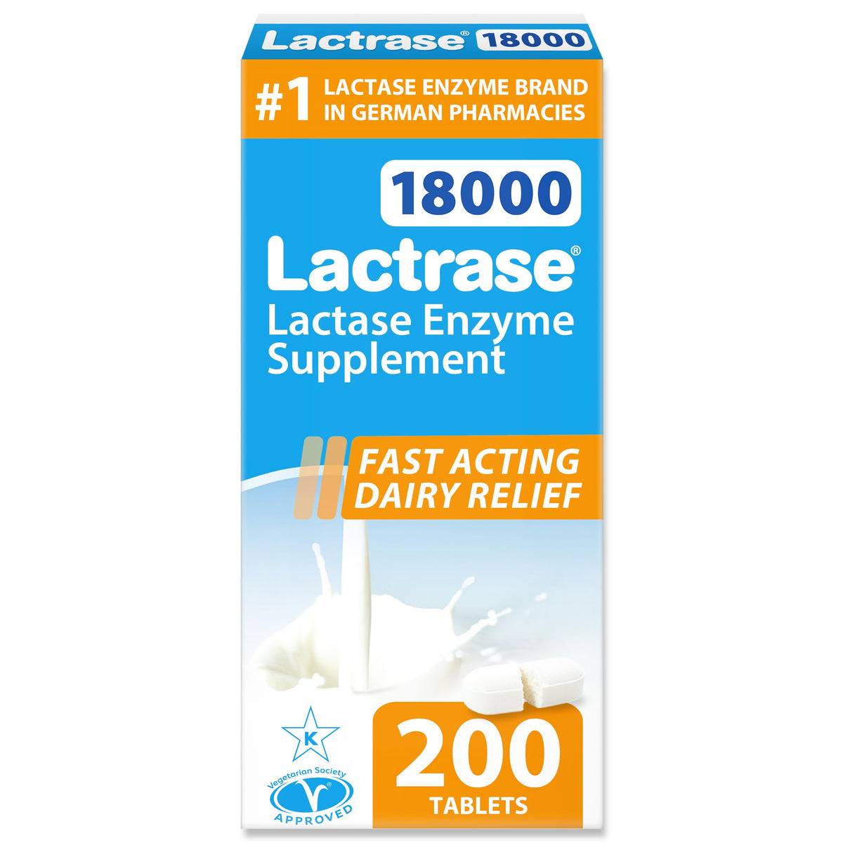 Extra Strength 18,000 FCC Lactase Units 200 Fast-Acting Pills U410