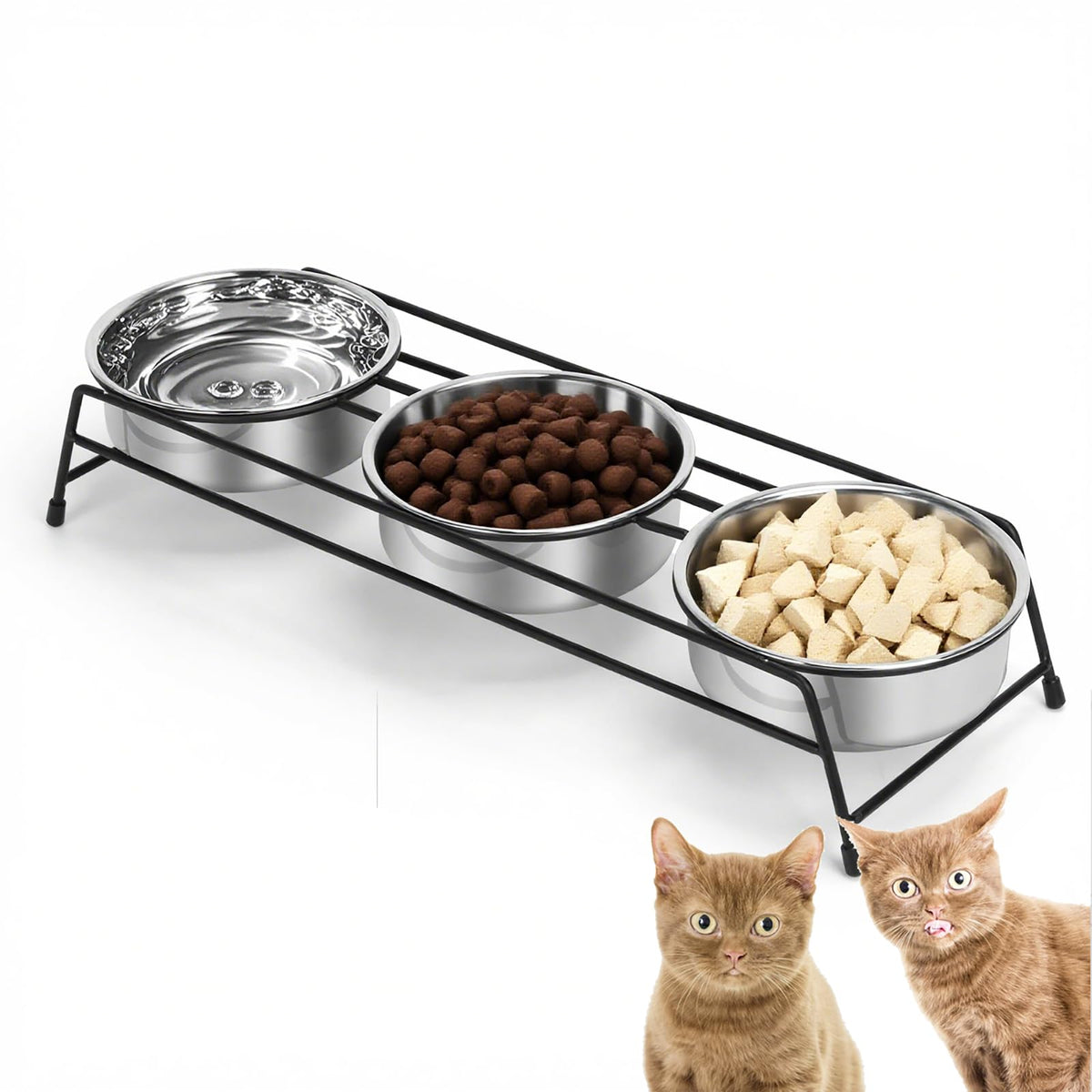 Raised Cat Bowls 3 Stainless Steel Y7144