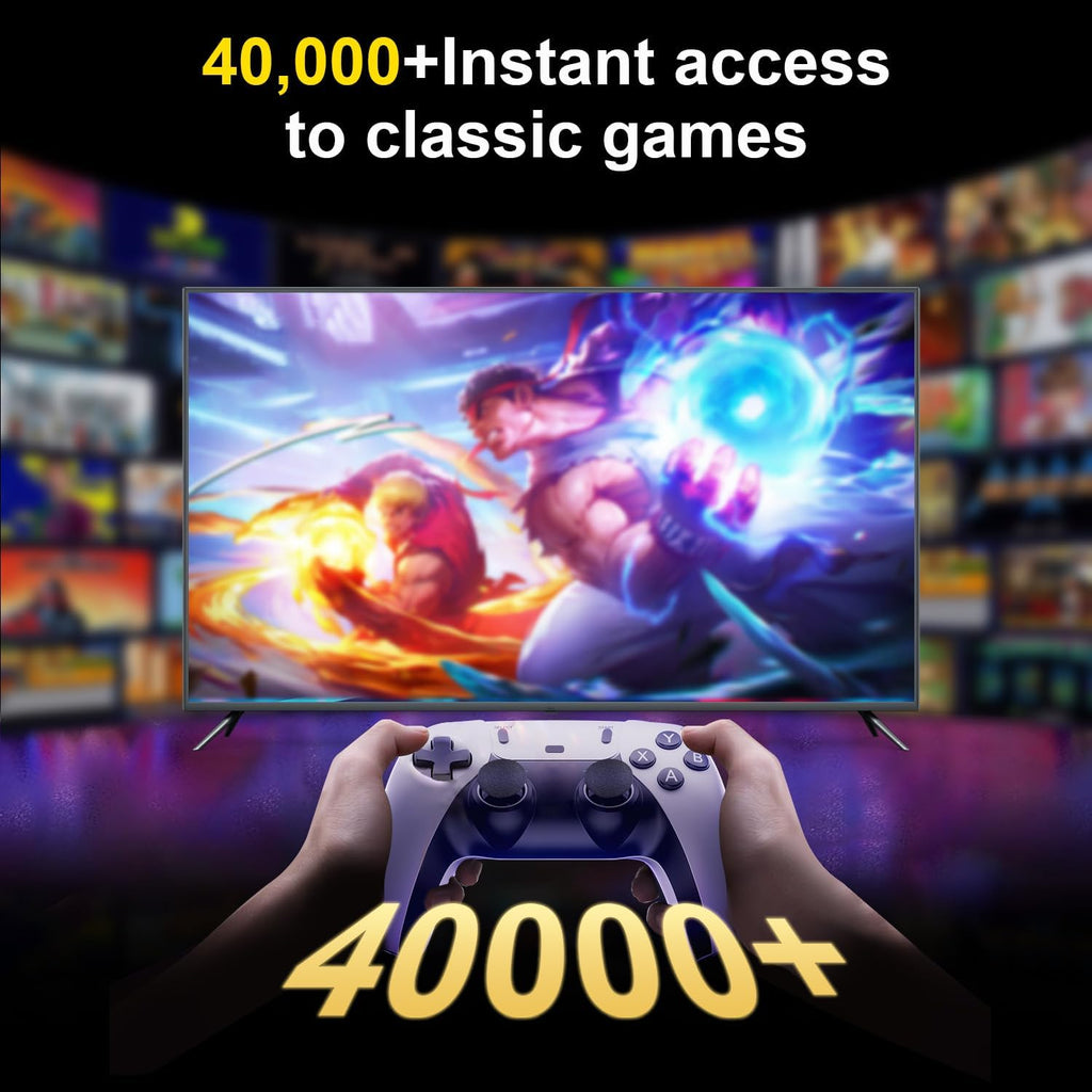 4K HDMI Retro Gaming Console with 64GB TF Card and 2.4G Wireless Controllers O956