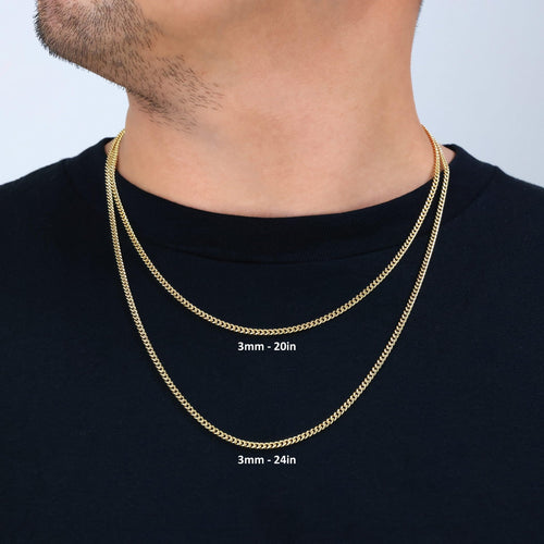 14k Yellow Gold Cuban Chain Necklace D9003