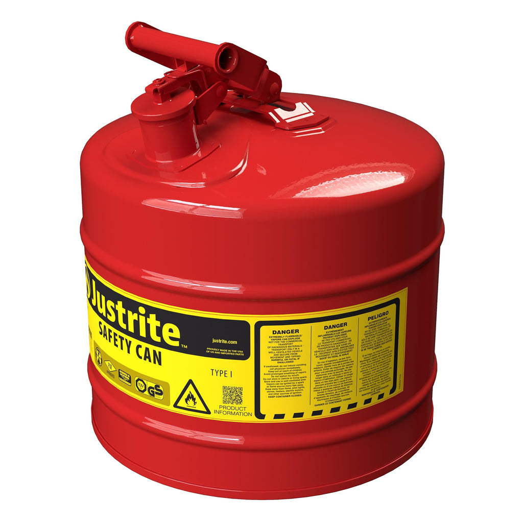 Red Galvanized Steel Gasoline Safety Can Z140992