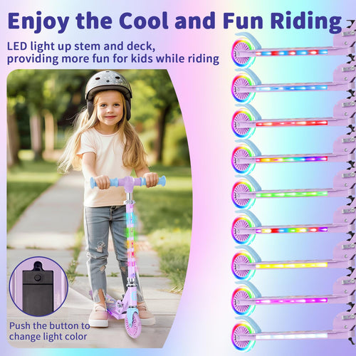 2 Wheel Folding Lightweight Kick Scooter with Light-Up Wheels I641