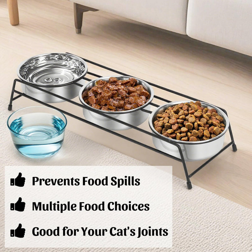 Raised Cat Bowls 3 Stainless Steel Y7144