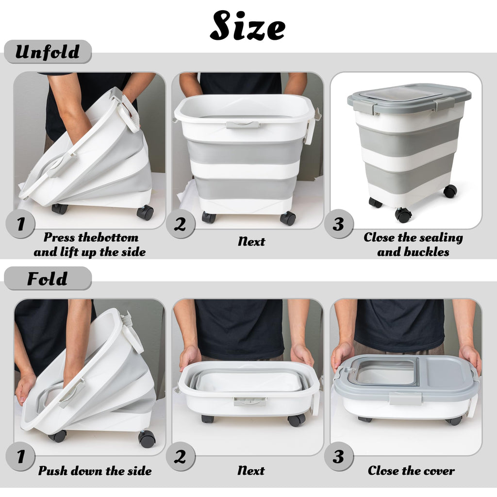 Collapsible Airtight Pet Food Storage Container with Scoop V761