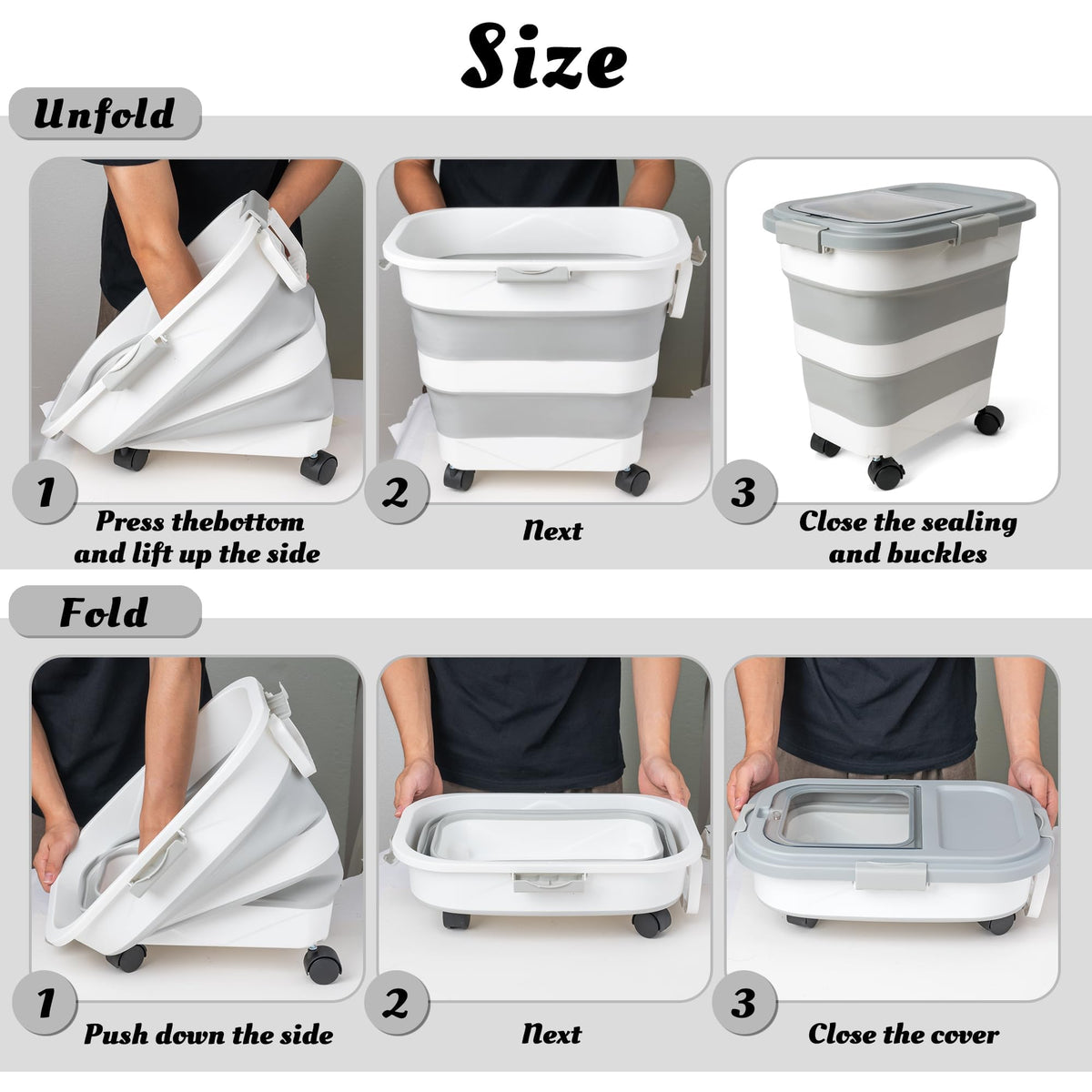 Collapsible Airtight Pet Food Storage Container with Scoop V761