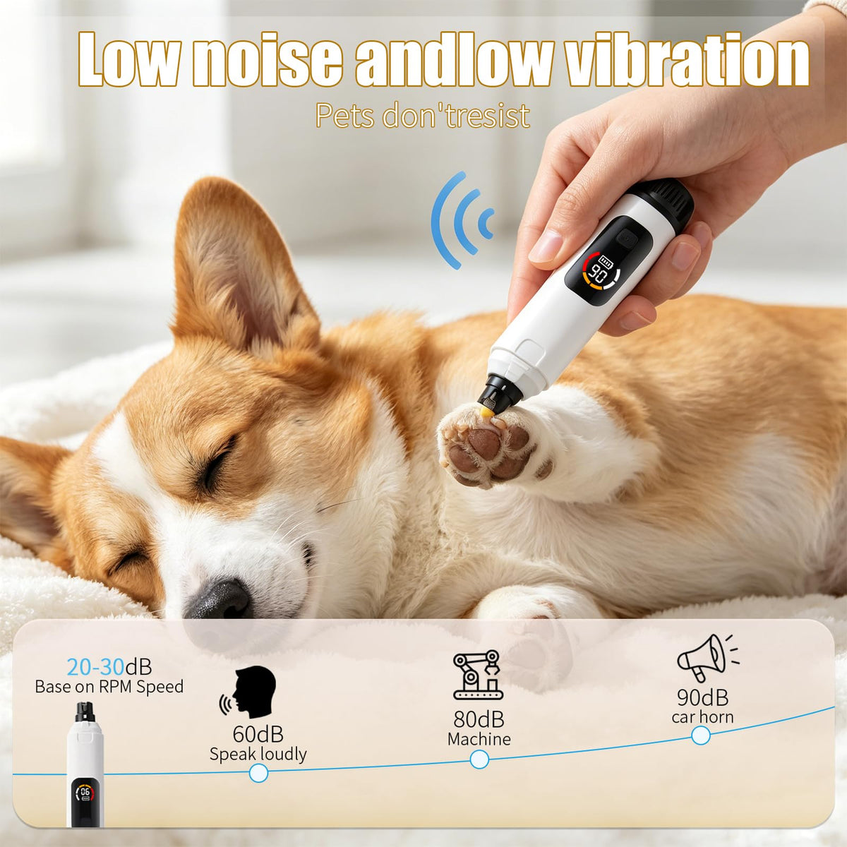 Dog Nail Grinder with LCD Screen, 6 Speeds, 4 Grinding Heads E462374