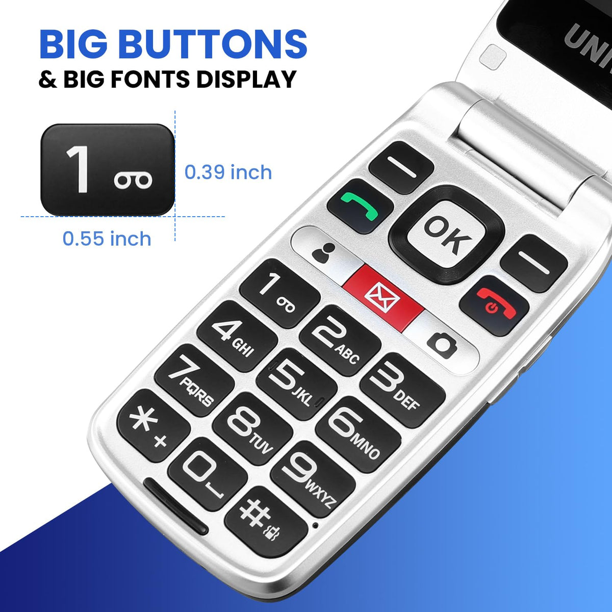 4G Flip Phone Unlocked with Dual Screen, SOS Button, Big Fonts, Camera, Bluetooth, FM Radio, 1450mAh Battery H795