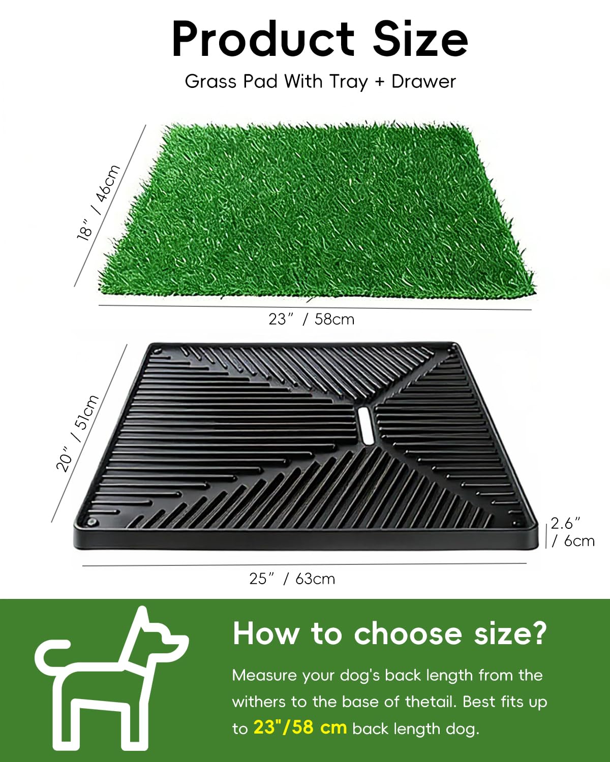 25" x 20" Artificial Grass Dog Potty Training Pad with Tray R60025