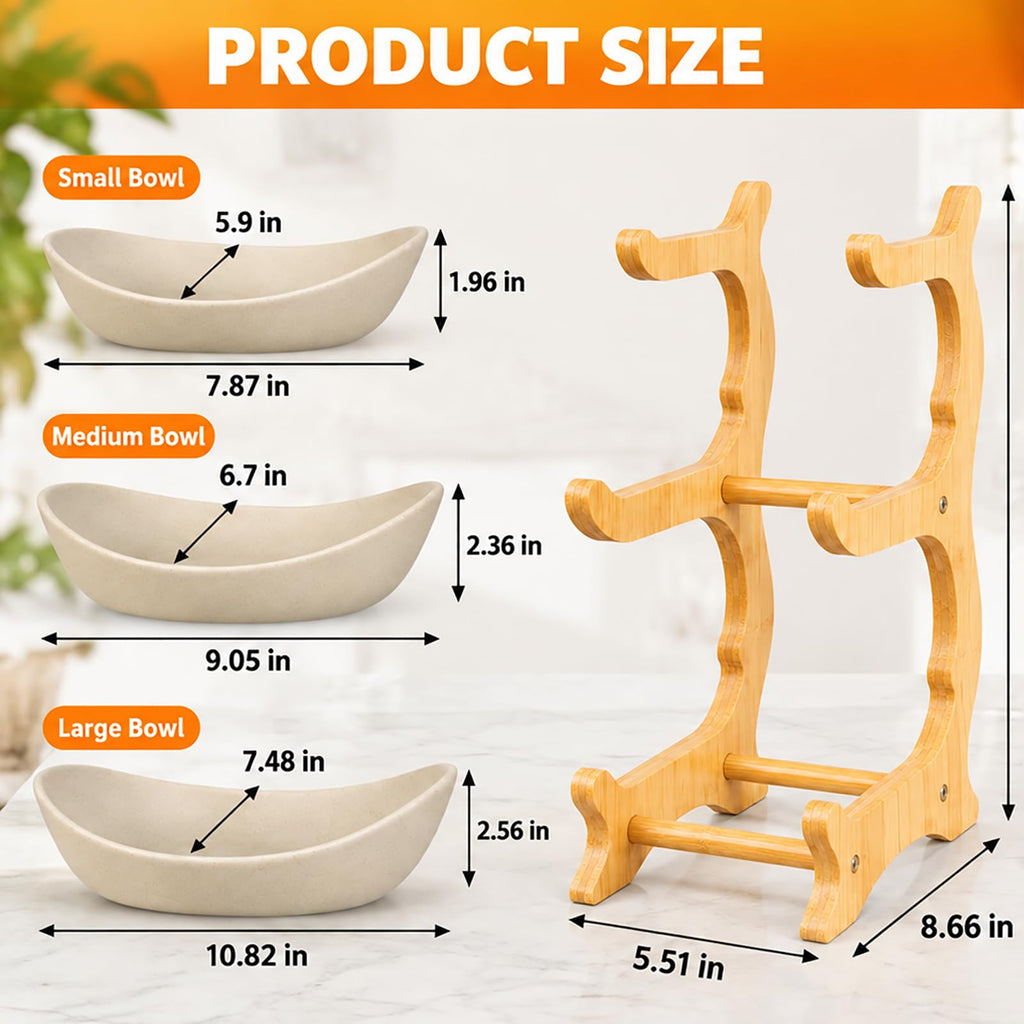 3 Tier Ceramic Fruit Basket with Bamboo Stand M222