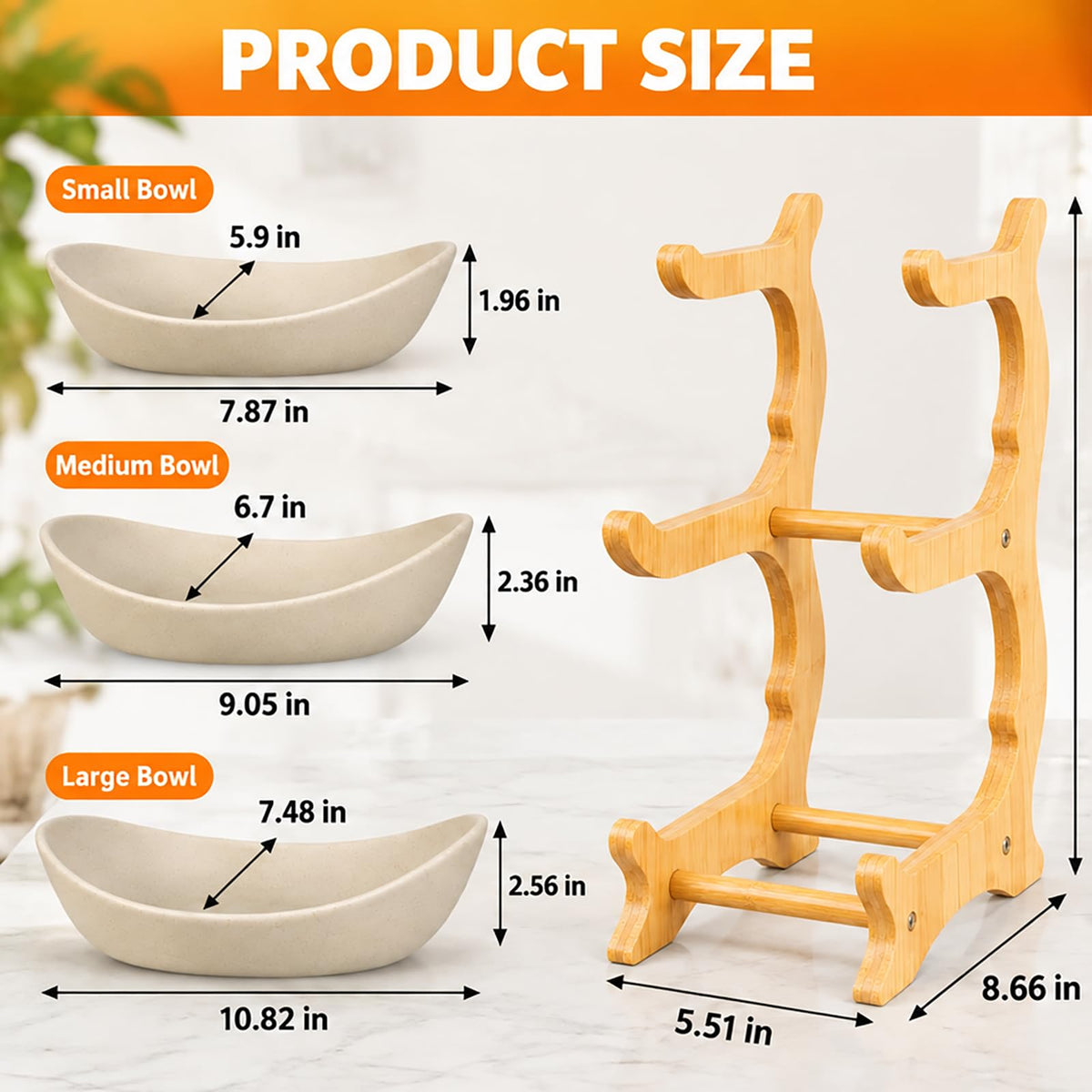 3 Tier Ceramic Fruit Basket with Bamboo Stand M222