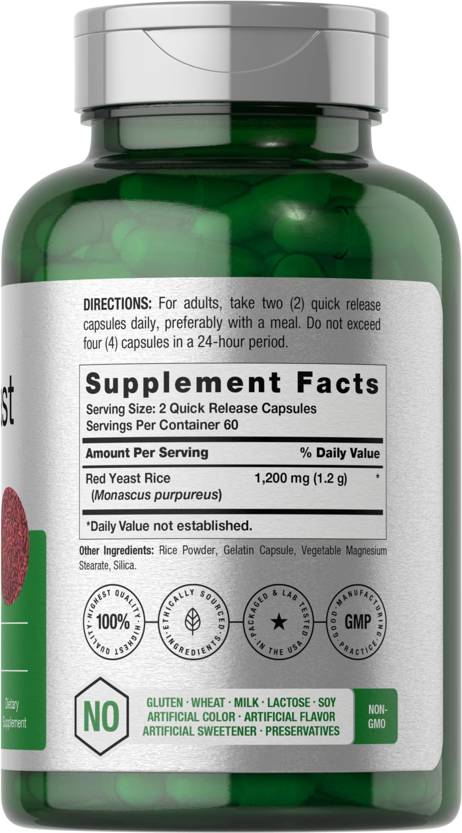 Red Yeast Rice 1200 mg 120 Capsules K66283