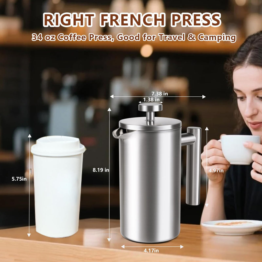 34 oz Stainless Steel French Press B20169