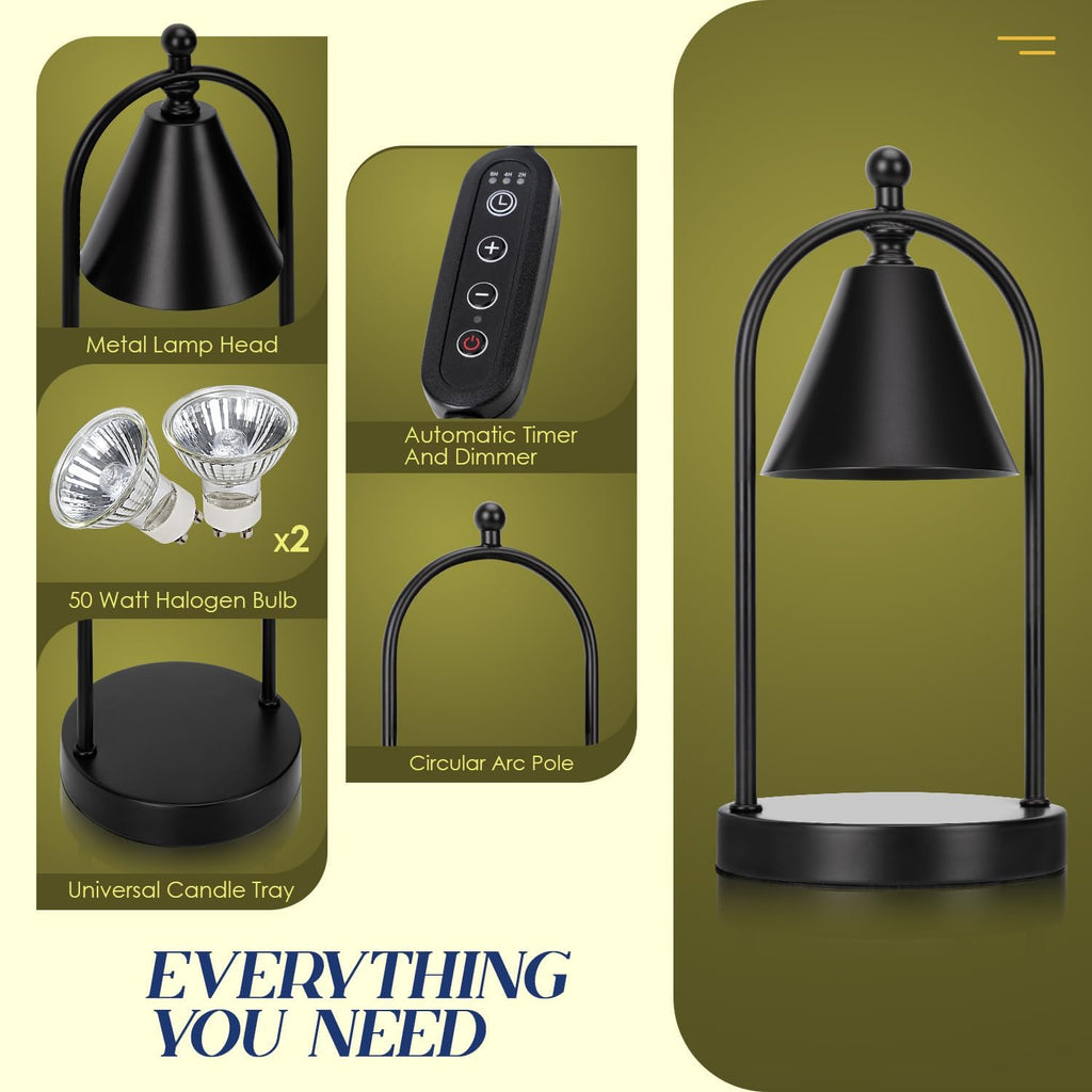 Black Candle Warmer Lamp with Timer I12386