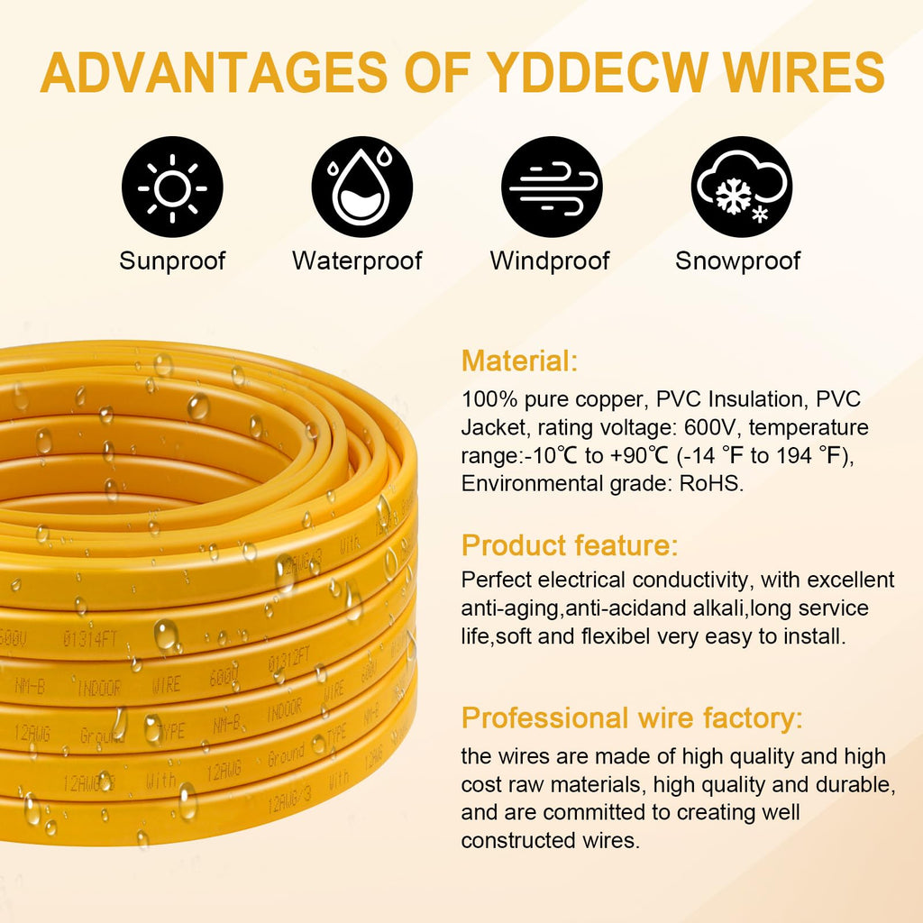 12 AWG 3 Conductor NM-B Wire with Ground 100FT K174411