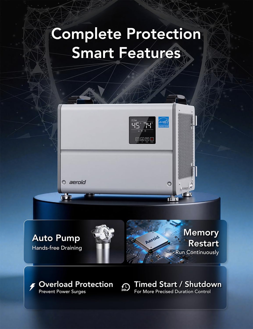 70 Pints Commercial Dehumidifier with Pump and Drain T8369