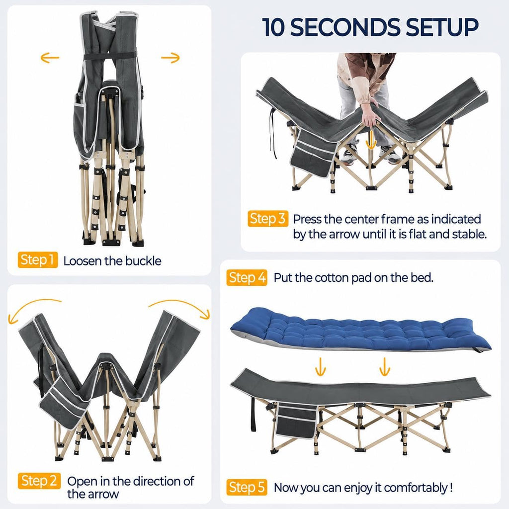 Folding Camping Cot with Thick Mat & Carry Bag R85225