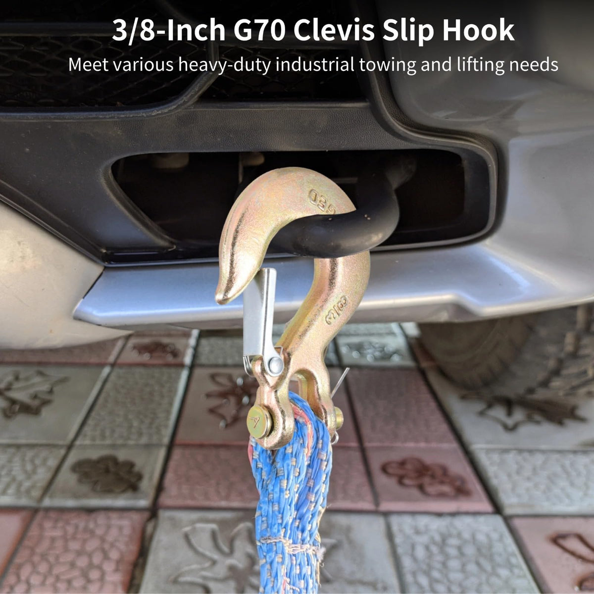 4 Pack 3/8-Inch Grade 70 Steel Clevis Slip Hooks with Safety Latch Y357