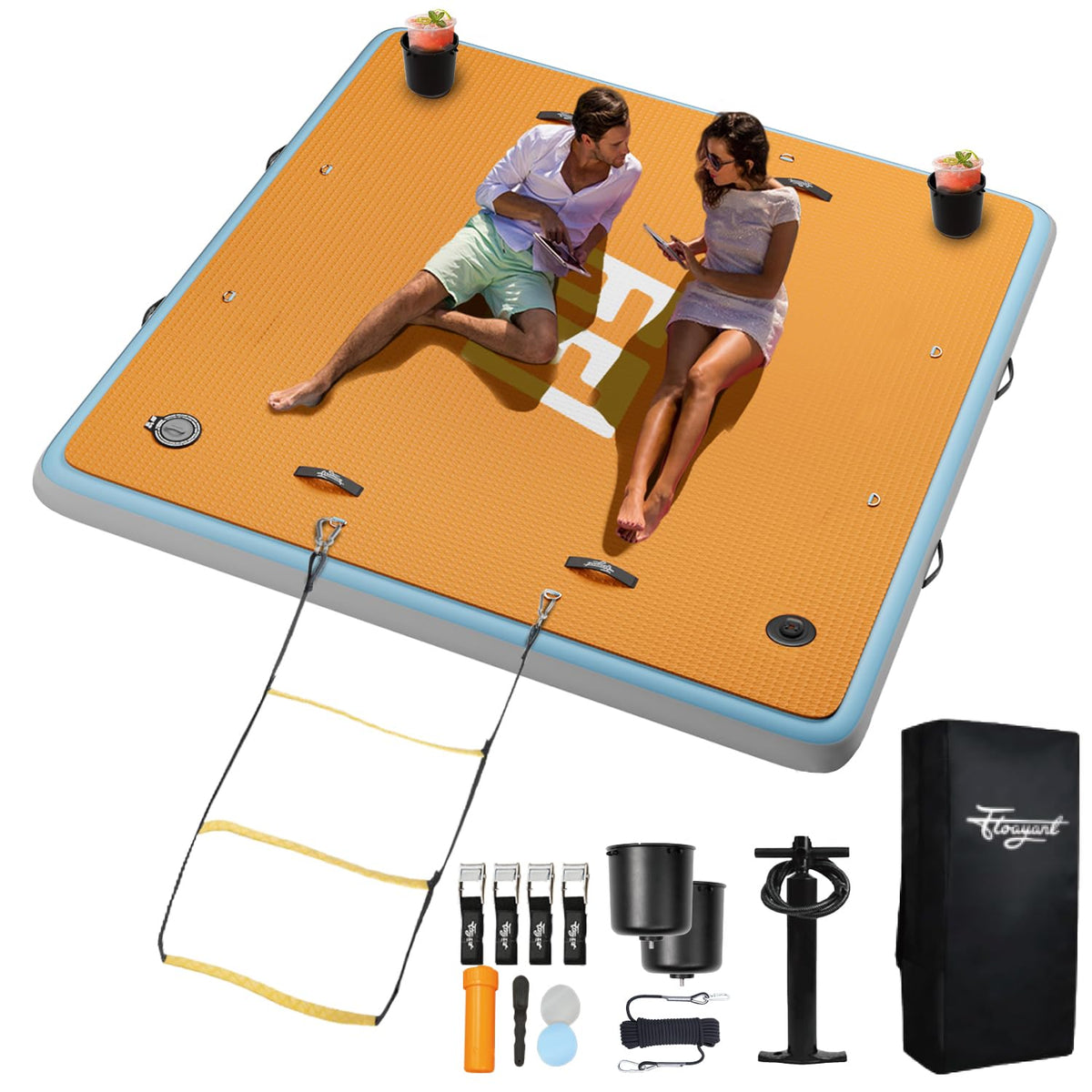 7×7' Inflatable Floating Dock with Soft Ladder C714