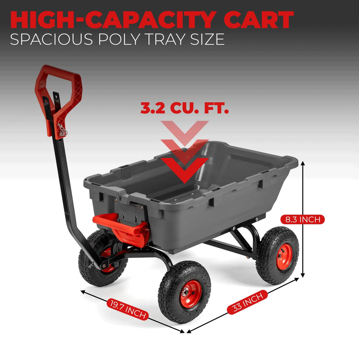 Heavy Duty 2-in-1 Convertible Handle Garden Dump Cart 800-Pound 10" Pneumatic Tires Y775293