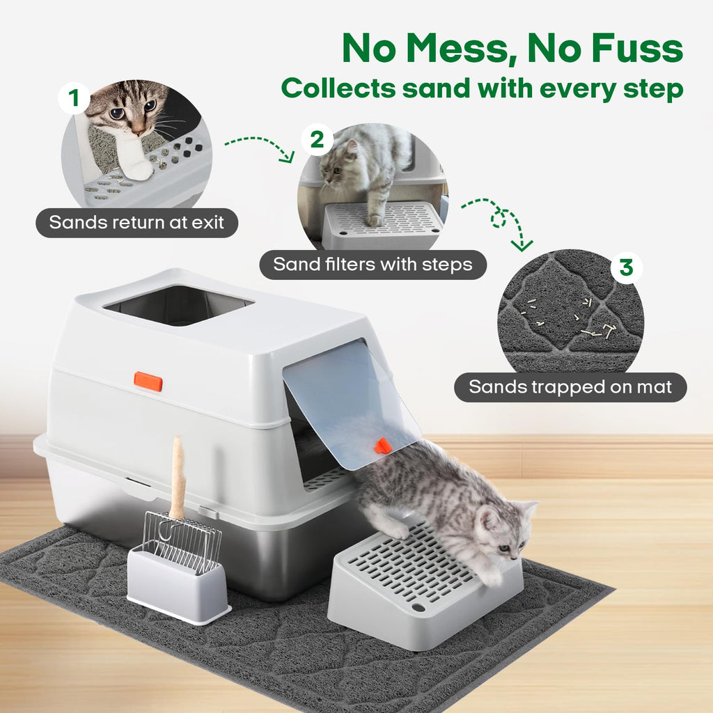 Stainless Steel Extra Large Top Entry Cat Litter Box Set H22471