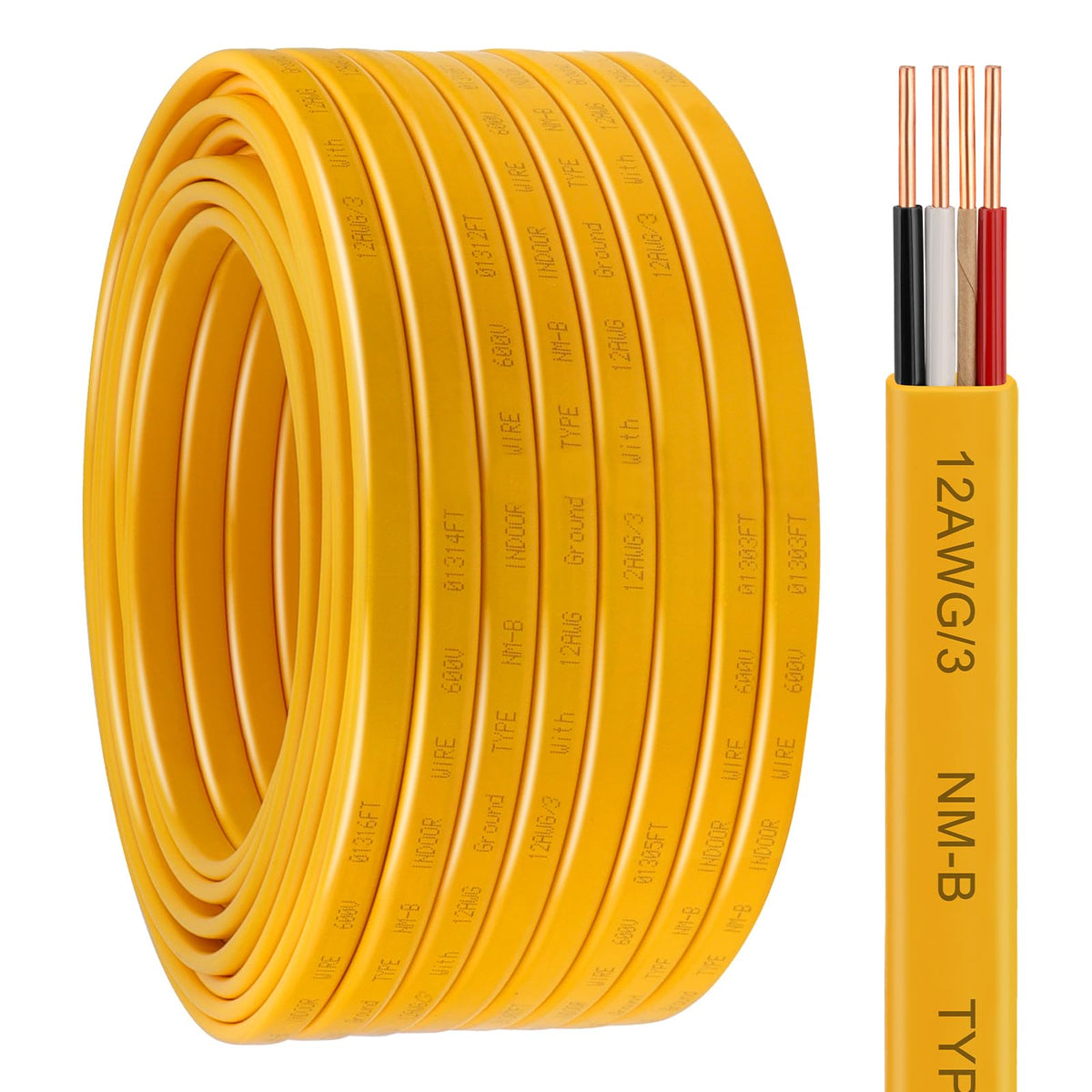 12 AWG 3 Conductor NM-B Wire with Ground 100FT K174411