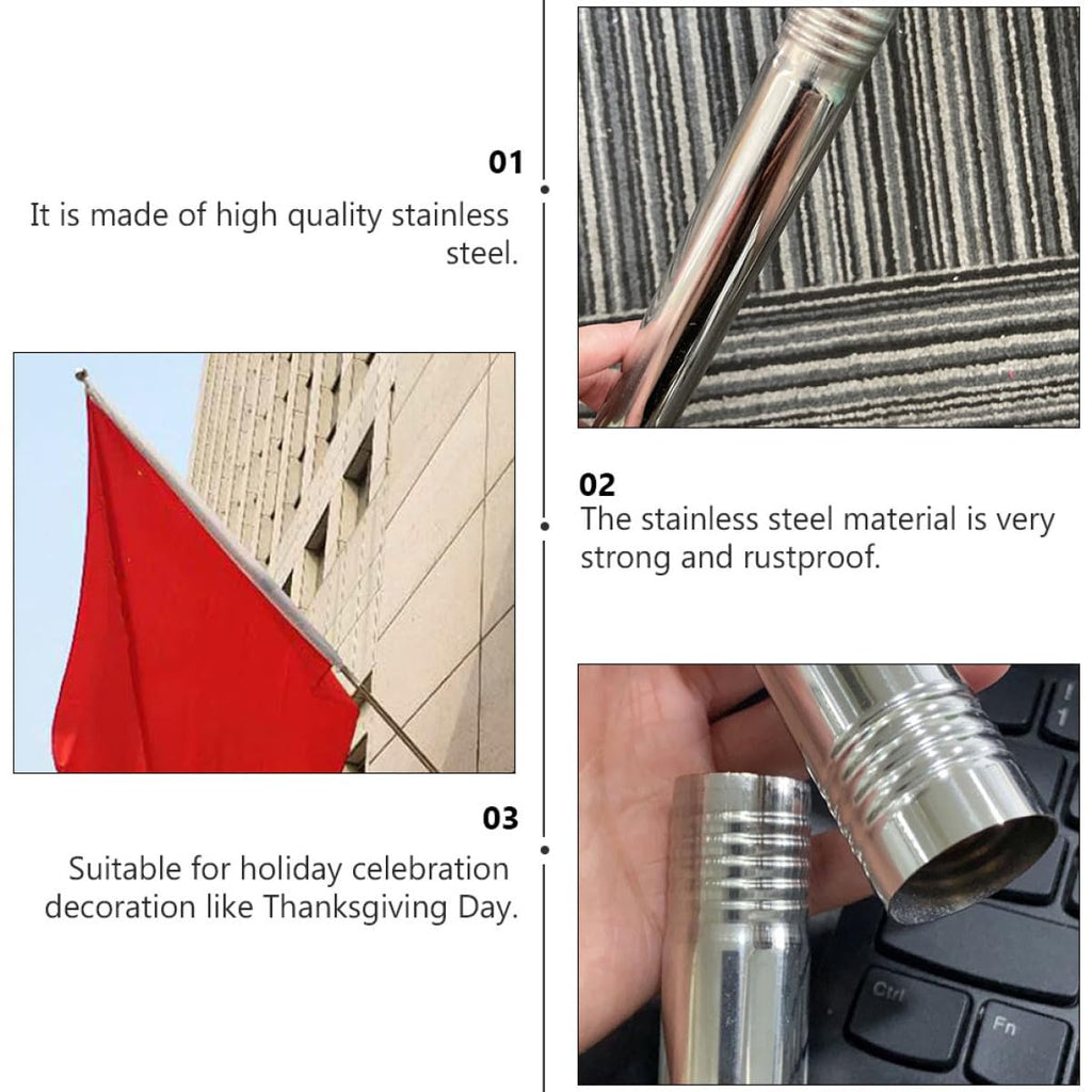 2pcs Stainless Steel Rustproof Outdoor Flag Pole E186