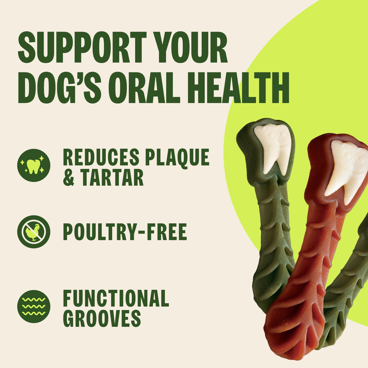 Natural Dog Dental Treat Chews Medium Size 46.6 oz 44 Count B858