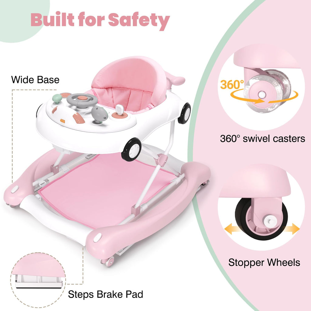 5-in-1 Convertible Baby Walker with Steering Wheel Music Activity Center M684125