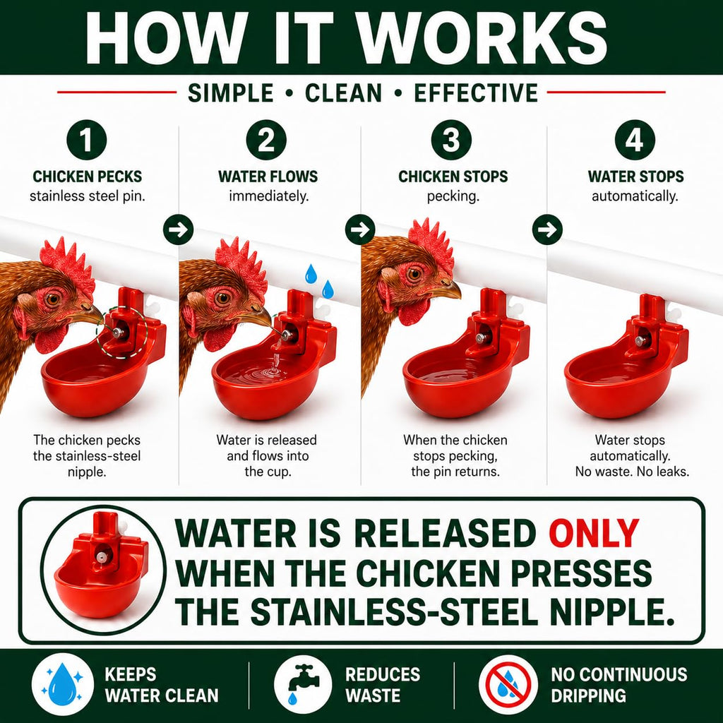 12-Pack Chicken Water Nipples with Cups A63054