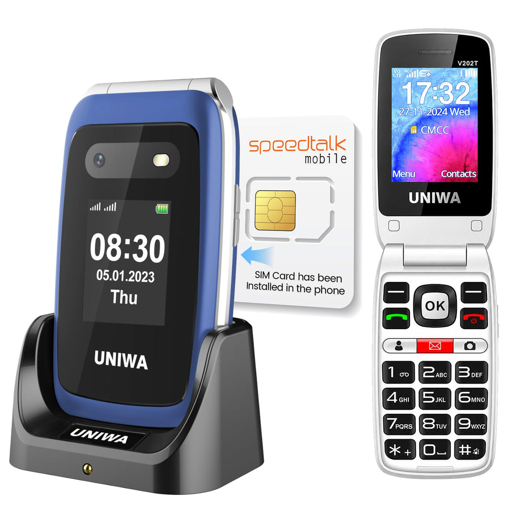 4G Flip Phone Unlocked with Dual Screen, SOS Button, Big Fonts, Camera, Bluetooth, FM Radio, 1450mAh Battery H795