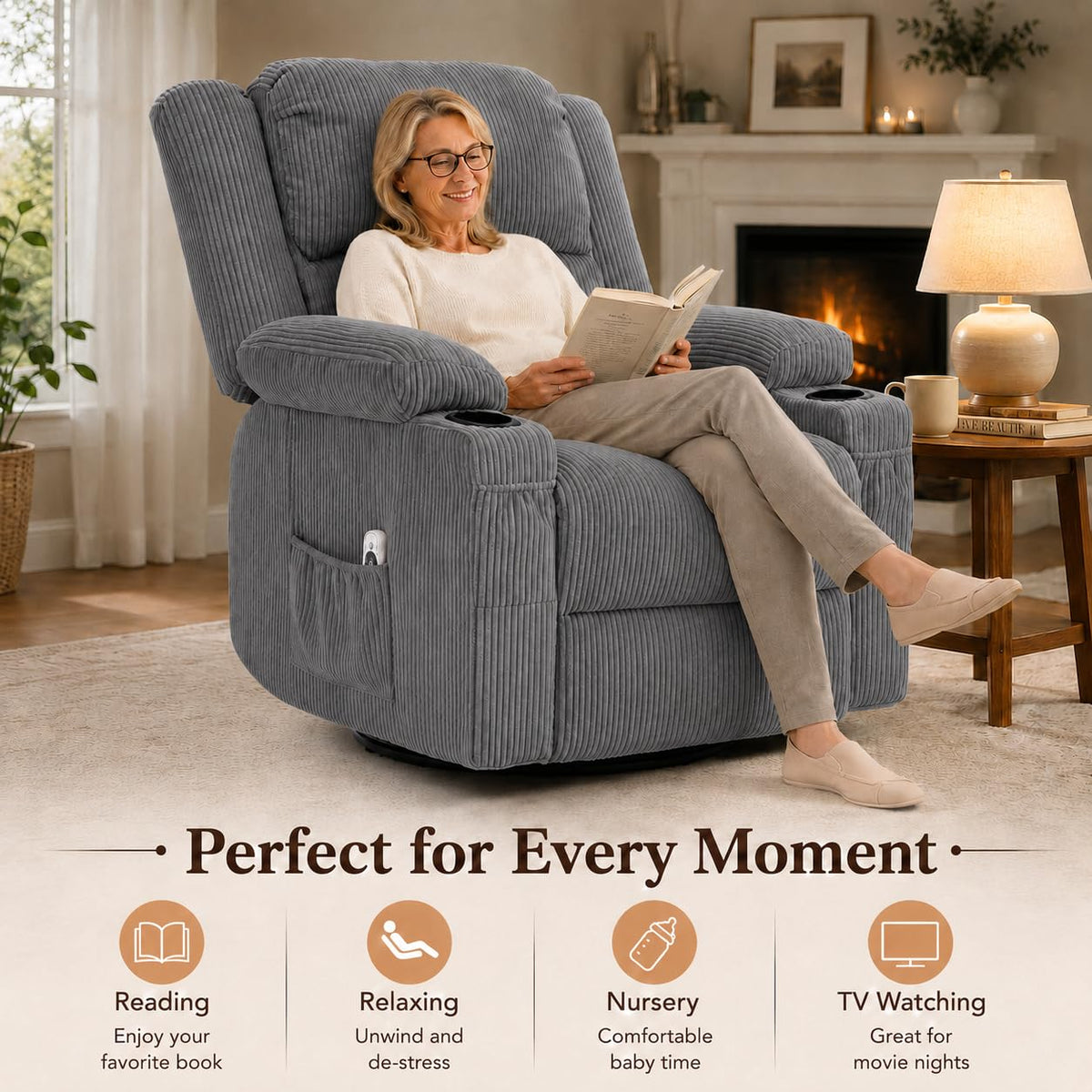 Grey Swivel Rocker Recliner N946