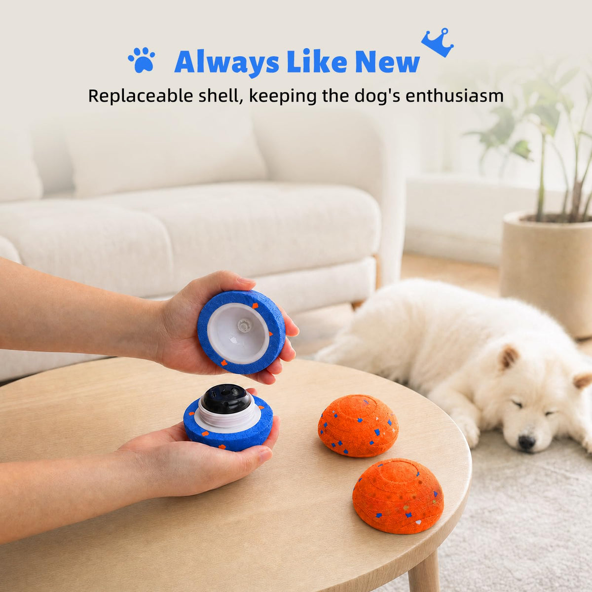 Interactive Dog Toy Ball Automatic Moving Bouncing Rotating E-TPU Waterproof Blue R587831