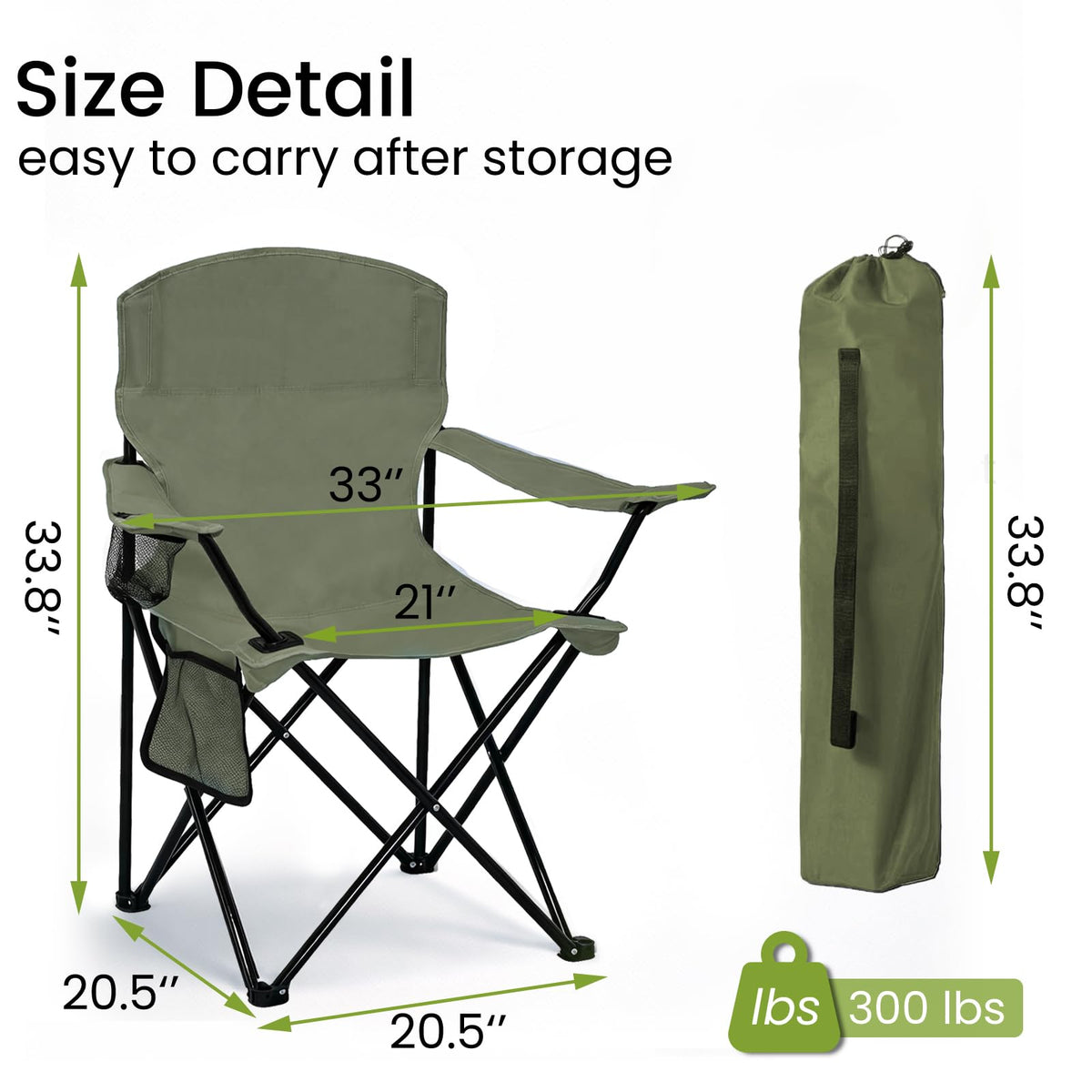 Camping Chair 2 Pack Portable Folding Chair Green Y2124