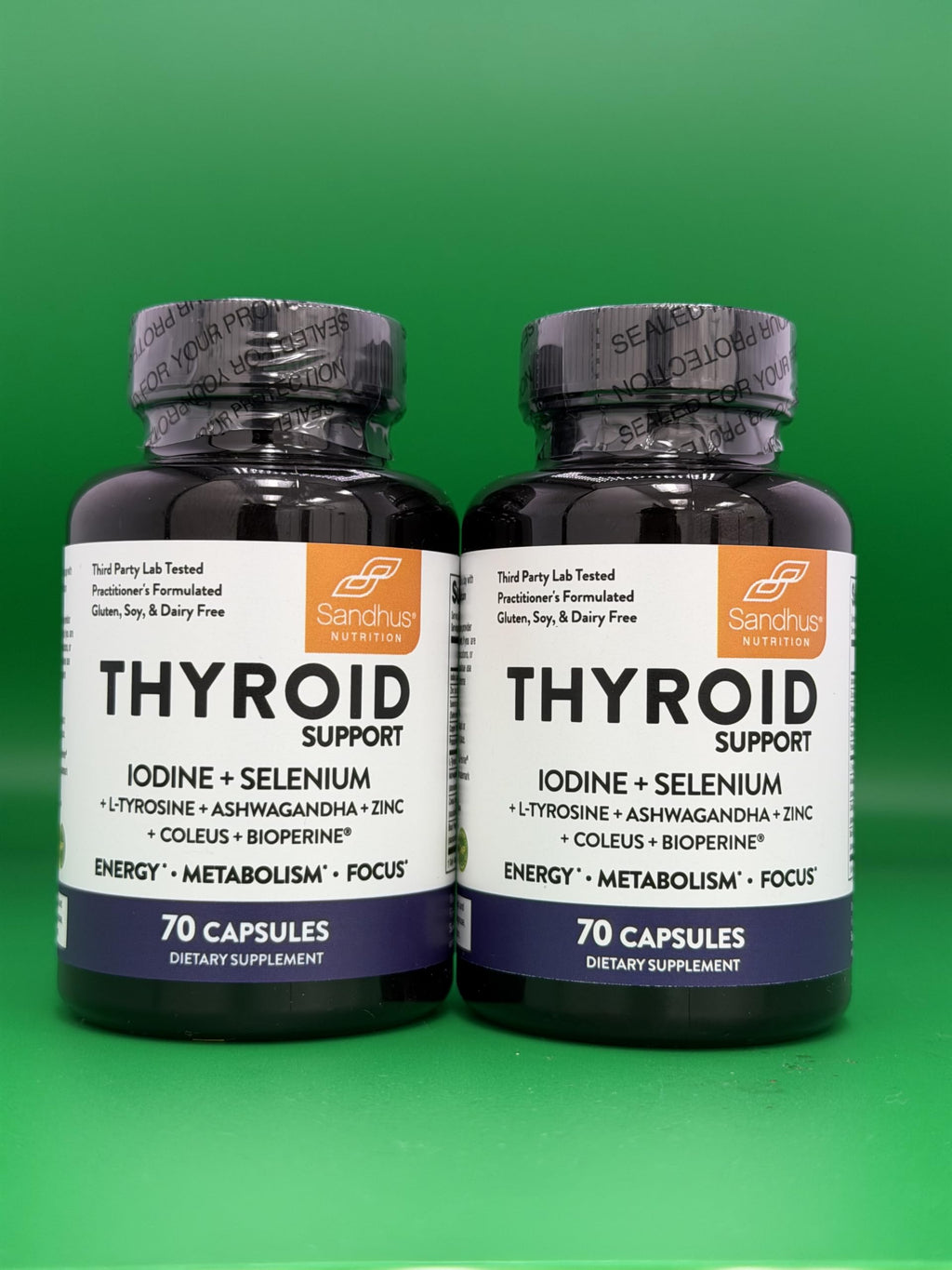 Thyroid Support with Selenium, Zinc, Iodine, L Tyrosine, Ashwagandha, 70 Count (Pack of 2) Q977067