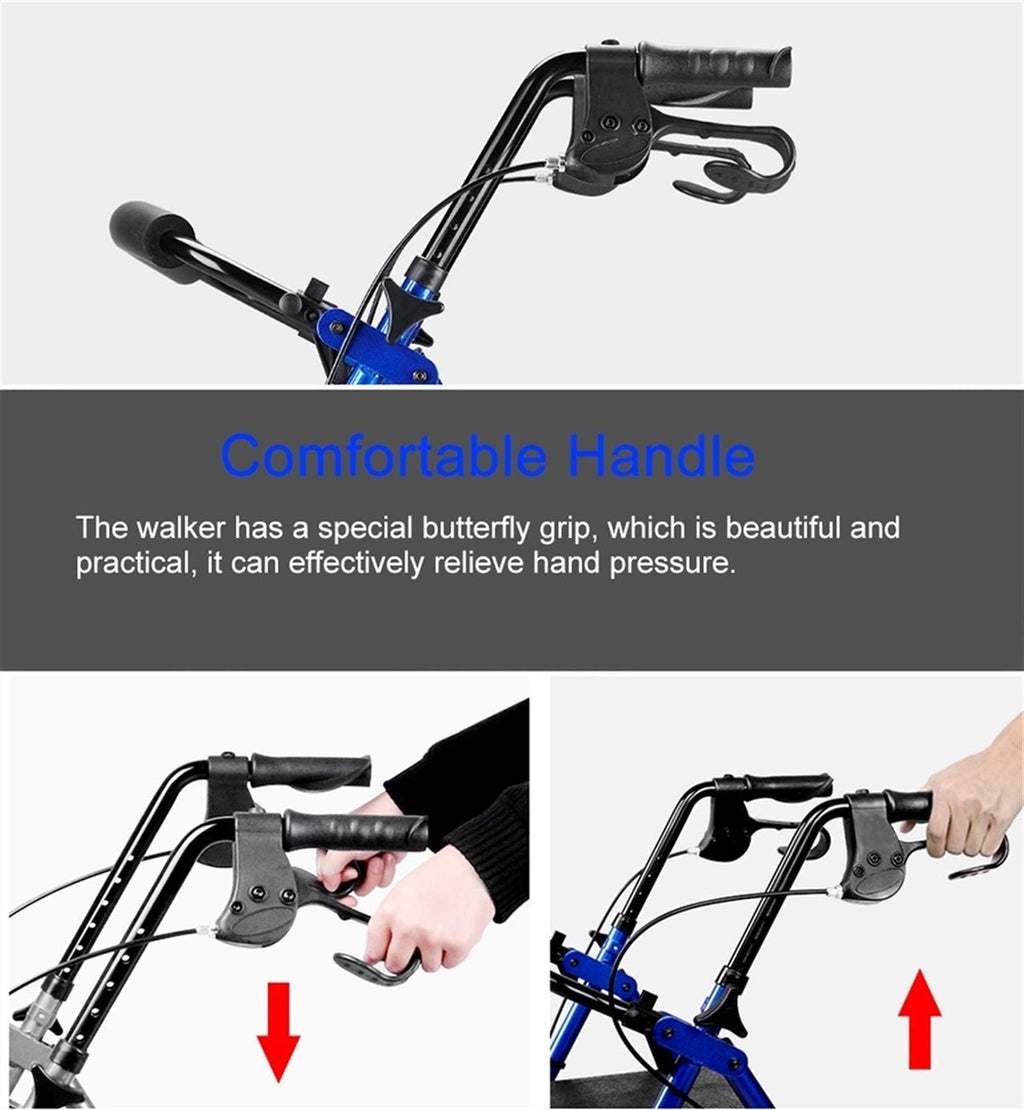 Blue Rolling Walker with Seat Basket Brakes R282416