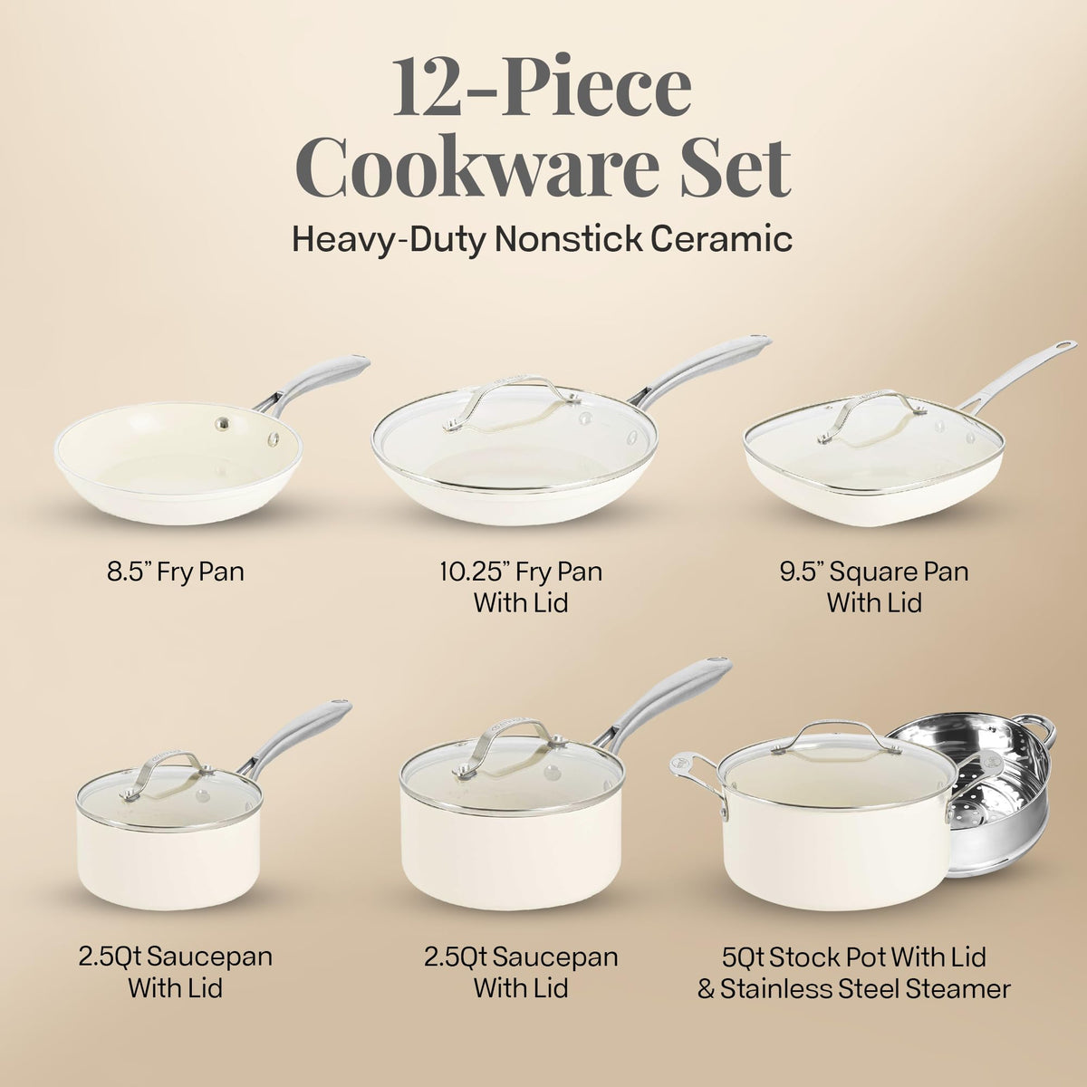 12 Pc Non Stick Ceramic Cookware Set I2910