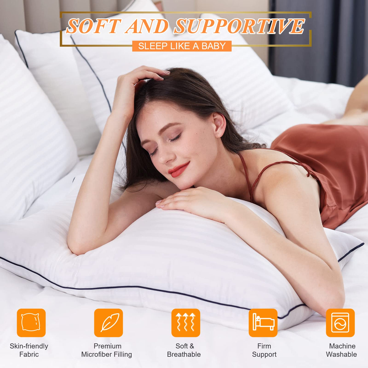 King Size Bed Pillows Set of 2 V204