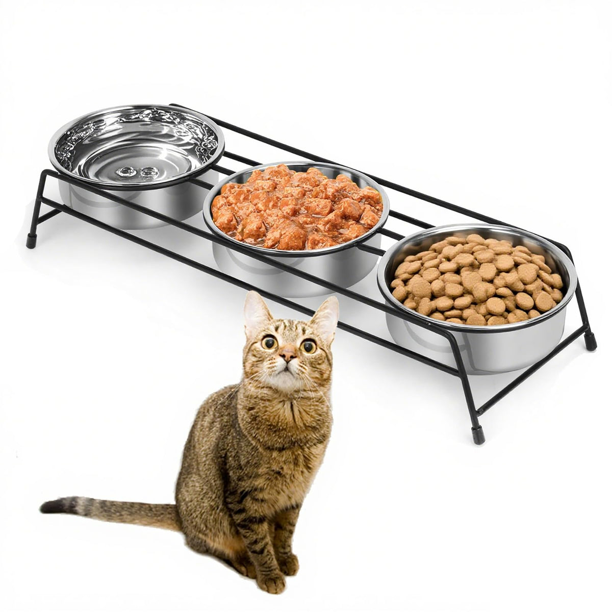Raised Cat Bowls 3 Stainless Steel Y7144