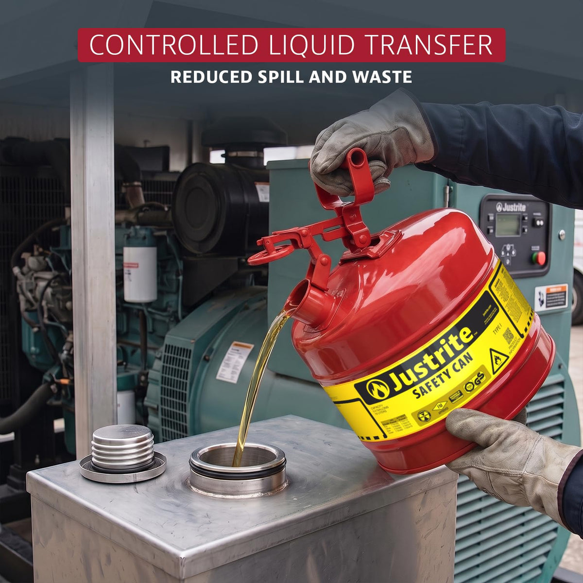 Red Galvanized Steel Gasoline Safety Can Z140992