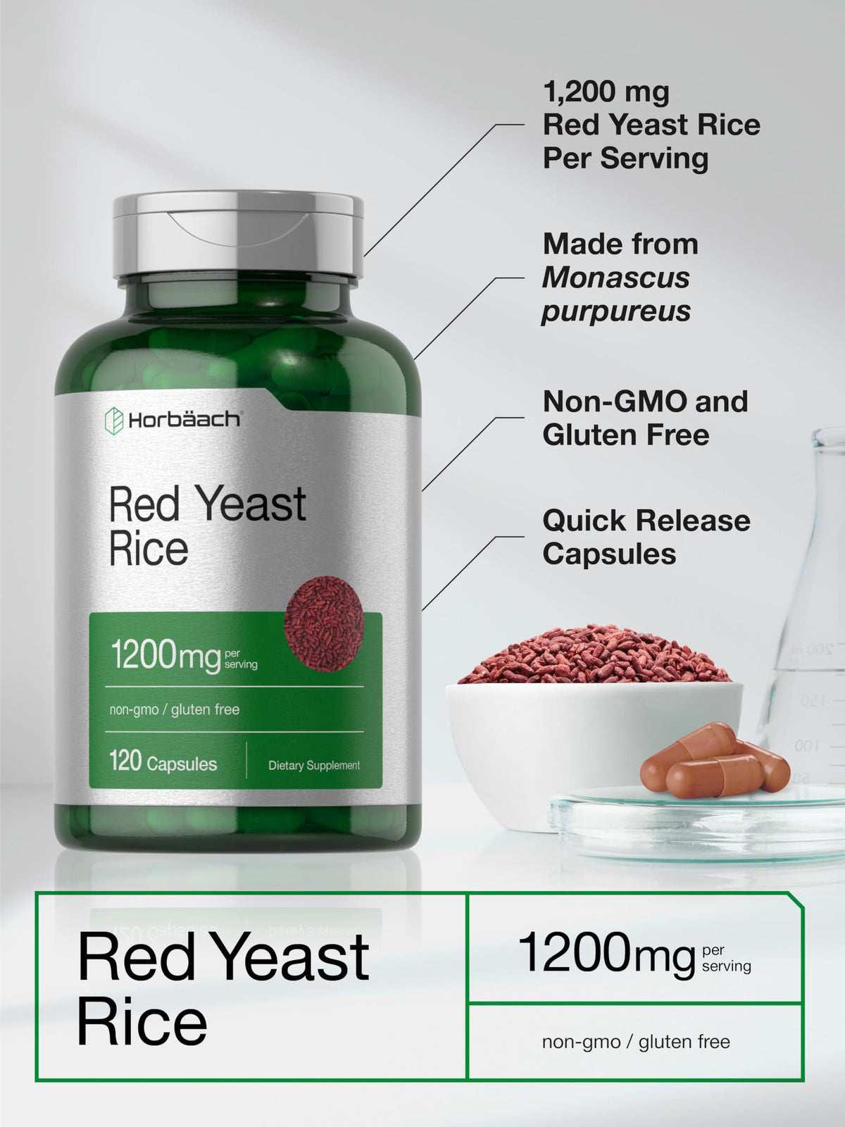 Red Yeast Rice 1200 mg 120 Capsules K66283