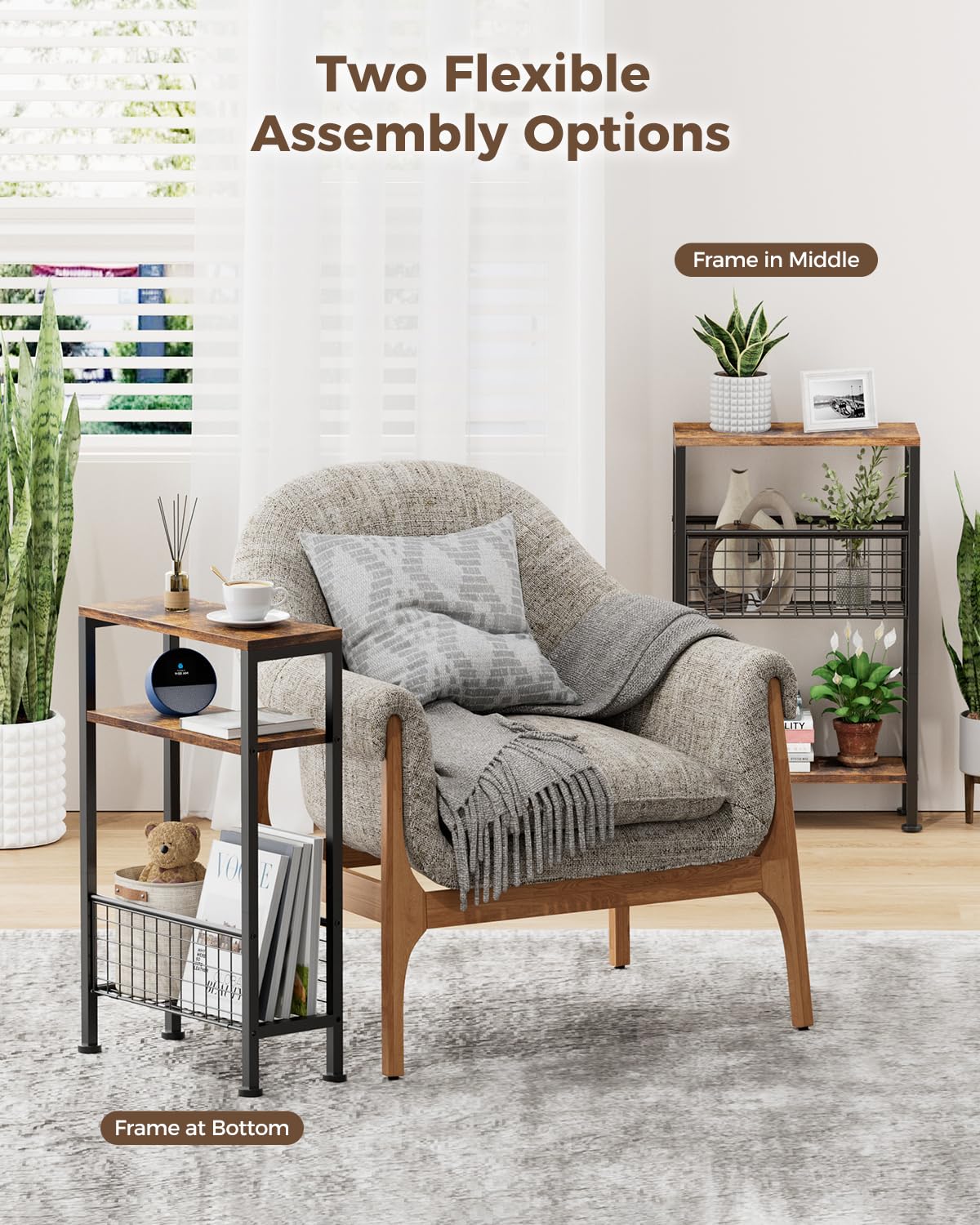 Narrow 3-Tier Wooden Side Table T758