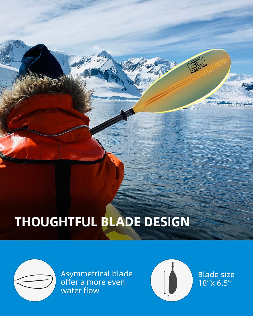Carbon Fiber Kayak Paddle 90.5in/230cm with Paddle Leash A9793