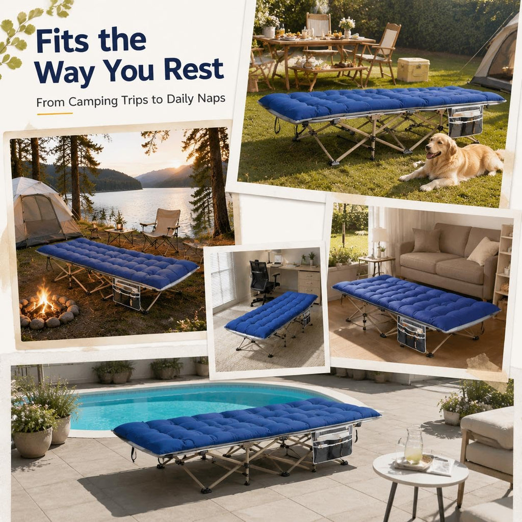 Folding Camping Cot with Thick Mat & Carry Bag R85225