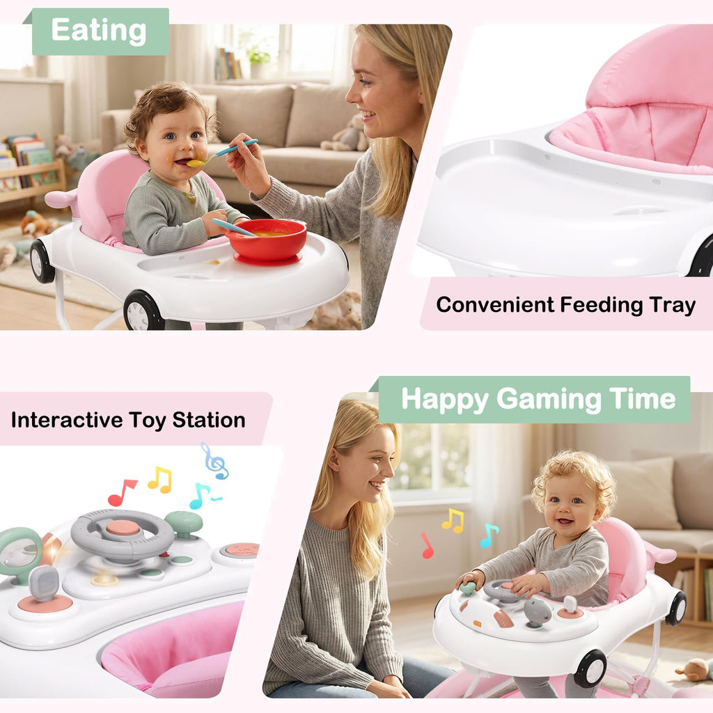 5-in-1 Convertible Baby Walker with Steering Wheel Music Activity Center M684125