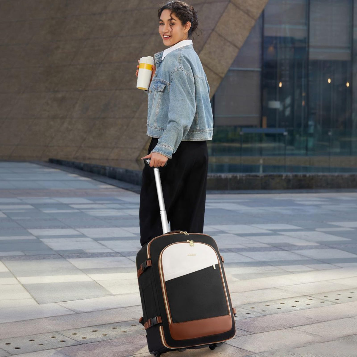 Rolling Backpack with Wheels, 17 Inch 57L Water Resistant F2554
