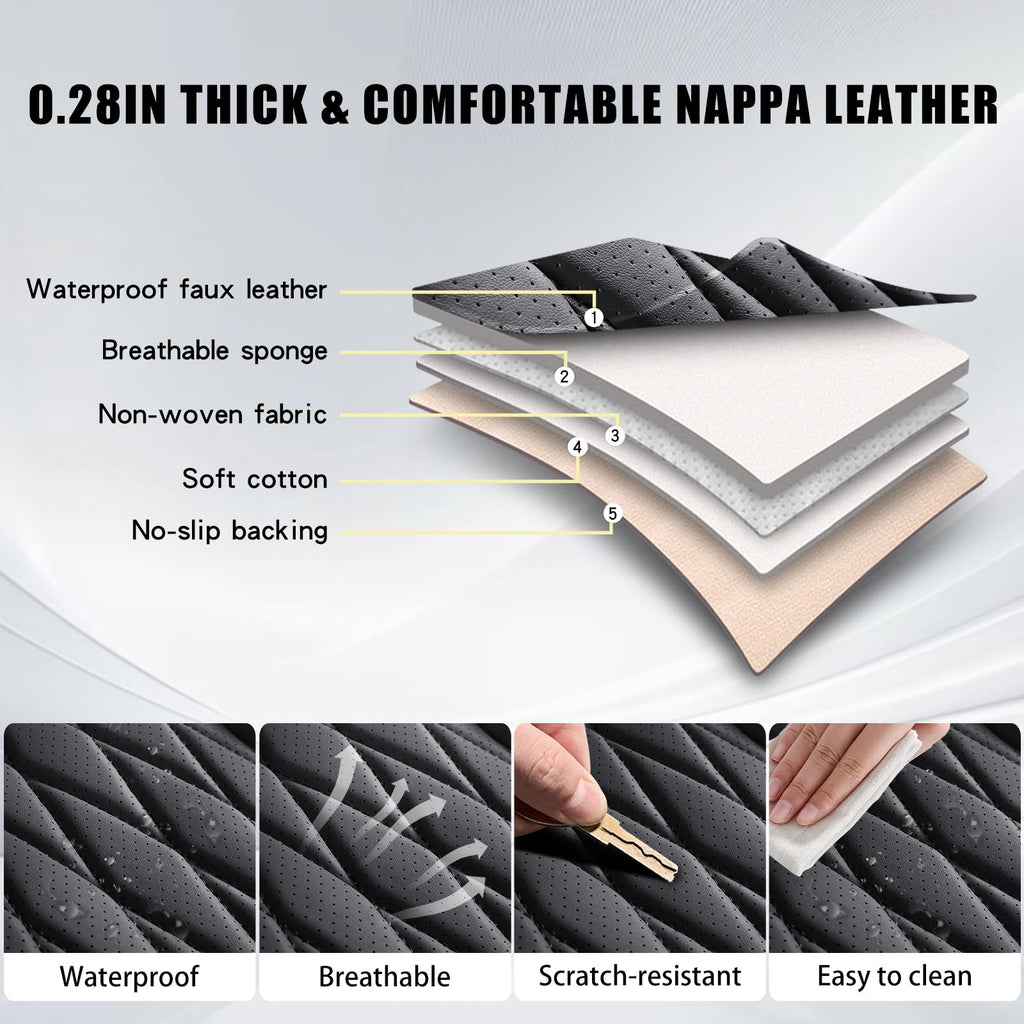 Black Faux Leather Car Seat Cover Full Set Z4329