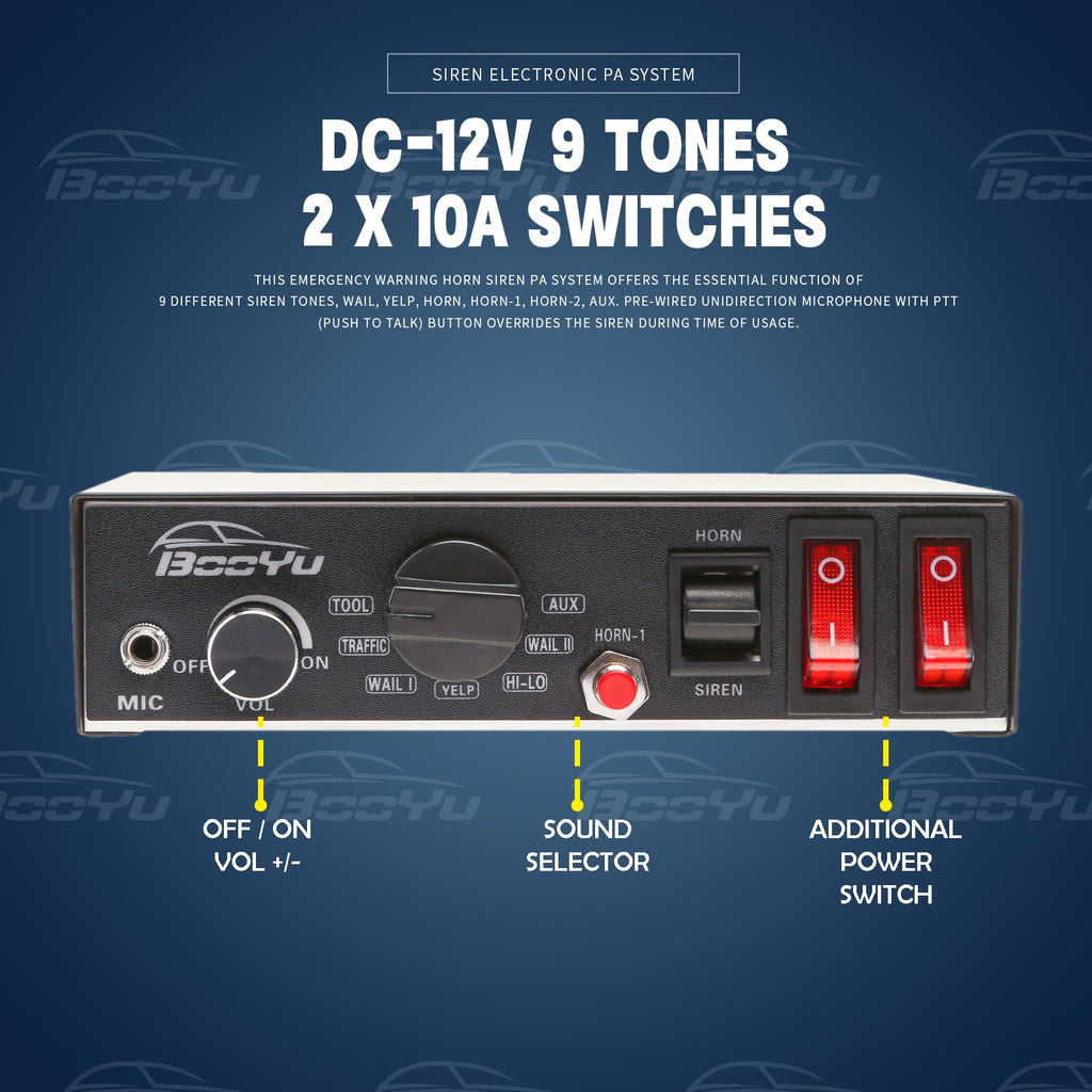 12V 400W Warning Emergency Siren PA System R79034