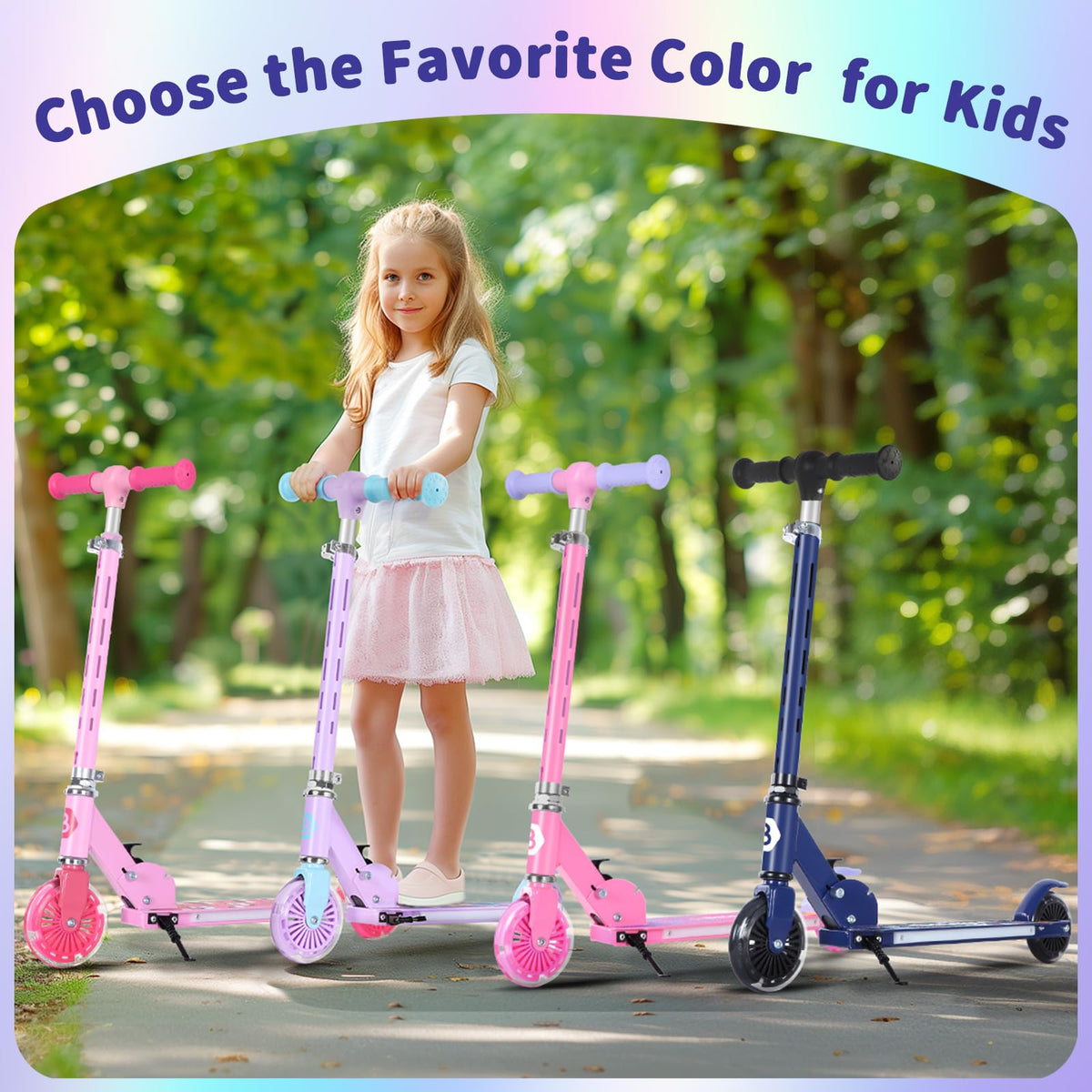 2 Wheel Folding Lightweight Kick Scooter with Light-Up Wheels I641