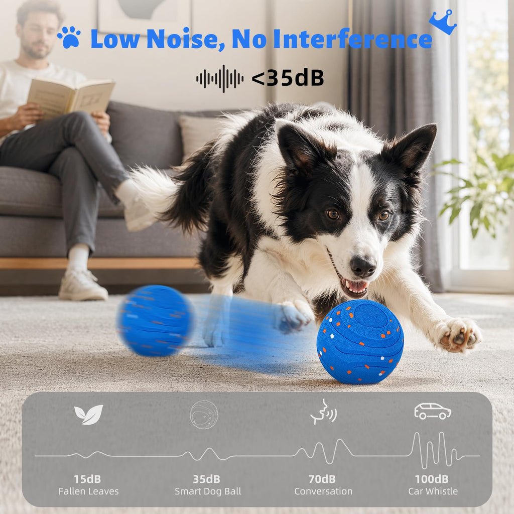 Interactive Dog Toy Ball Automatic Moving Bouncing Rotating E-TPU Waterproof Blue R587831
