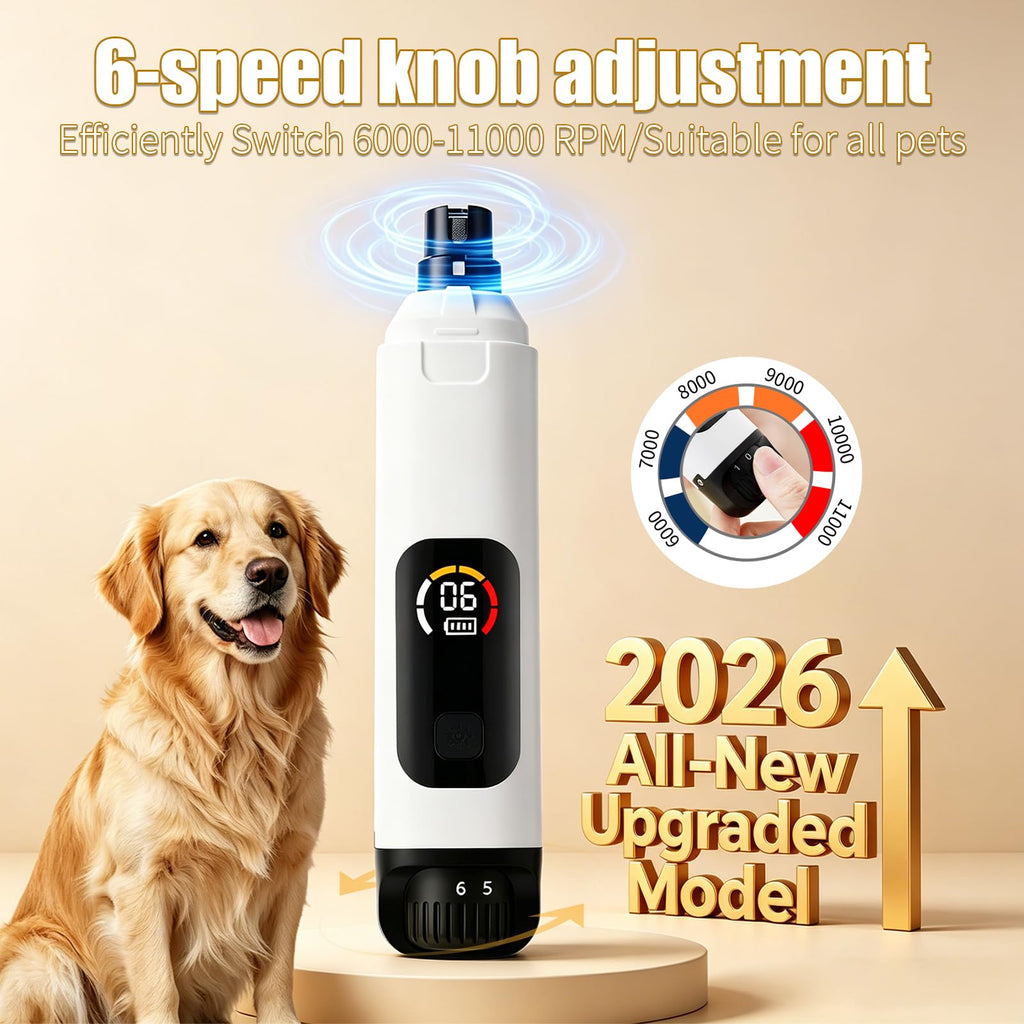 Dog Nail Grinder with LCD Screen, 6 Speeds, 4 Grinding Heads E462374